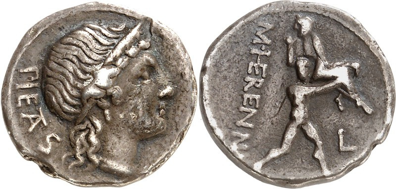 RÖMISCHE REPUBLIK : Silbermünzen. 
Marcus Herennius 108-107 v. Chr. Denar (Char...