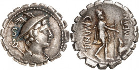 RÖMISCHE REPUBLIK : Silbermünzen. 
Gaius Mamilius Limetanus 82 v. Chr. Denar (serratus) 3,84g. Mercuriusbüste n.r.; oben S / C MAMIL - LIMETAN Ulysse...
