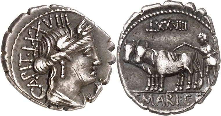 RÖMISCHE REPUBLIK : Silbermünzen. 
Gaius Marius Gaii filius Capito 81 v. Chr. D...
