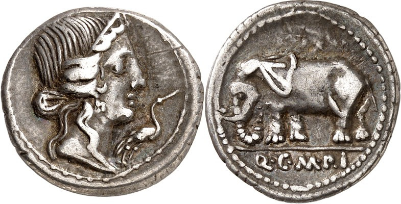 RÖMISCHE REPUBLIK : Silbermünzen. 
Quintus Caecilius Metellus Pius Imperator 81...
