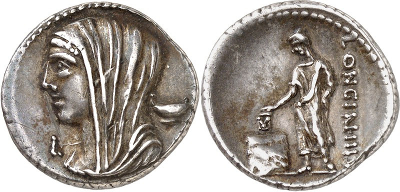RÖMISCHE REPUBLIK : Silbermünzen. 
Lucius Cassius Longinus 63 v. Chr. Denar 3,7...