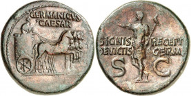 RÖMISCHES KAISERREICH. 
Germanicus, Vater d. Caligula, Bruder d. Claudius 15 v. Chr. -19 n. Chr. AE-Dupondius, postum (37/41) 16,07g. Germanicus fähr...