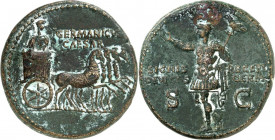RÖMISCHES KAISERREICH. 
Germanicus, Vater d. Caligula, Bruder d. Claudius 15 v. Chr. -19 n. Chr. AE-Dupondius, postum (37/41) 14,94g. Germanicus fähr...