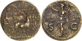 RÖMISCHES KAISERREICH. 
Germanicus, Vater d. Caligula, Bruder d. Claudius 15 v. Chr. -19 n. Chr. AE-Dupondius, postum (37/41) 10,57g. Germanicus fähr...