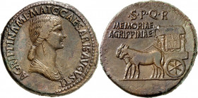 RÖMISCHES KAISERREICH. 
Agrippina senior +33, z.Z. Caligula. AE-Sesterz (37/41) 22,81g. Büste in Palla n.r. AGRIPPINA M F MAT C CAESARIS AVGVSTI / Ca...