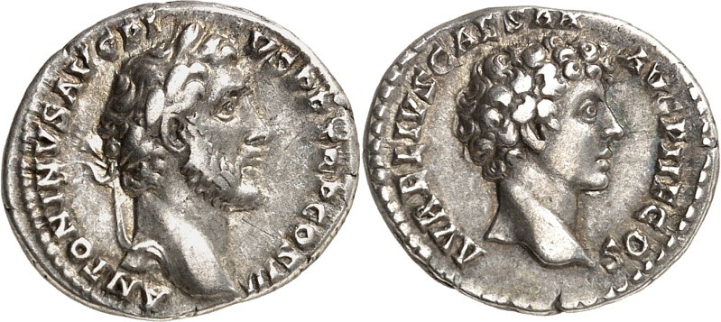 RÖMISCHES KAISERREICH. 
ANTONINUS PIUS mit Marcus Aurelius Caesar 139-161. Dena...