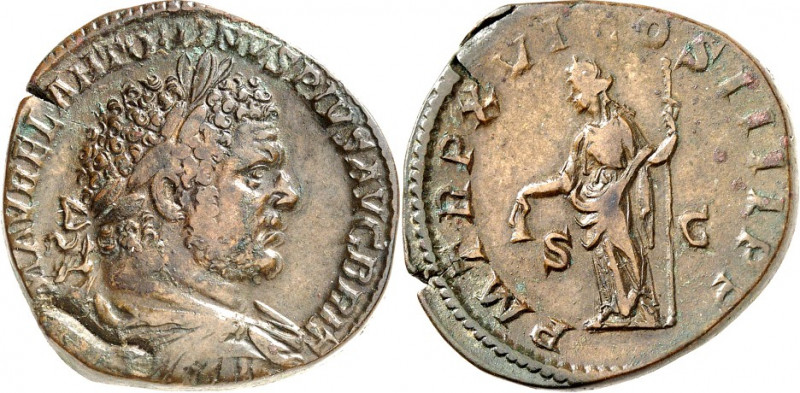 RÖMISCHES KAISERREICH. 
CARACALLA, Augustus 198-217. AE-Sesterz (213) 19,60g. P...