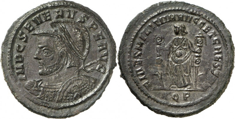 RÖMISCHES KAISERREICH. 
SEVERUS II., Augustus 306-307. AE-Follis 30mm 8,53g, Aq...