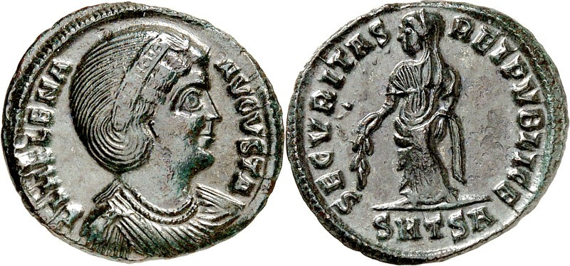 RÖMISCHES KAISERREICH. 
Helena (Hl.), Mutter von Constantinus I. +329. AE-Folli...
