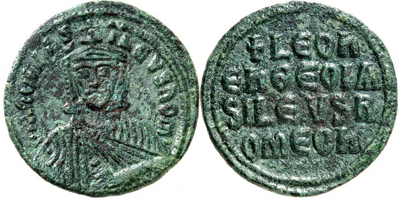 BYZANZ. 
LEON VI. 886-912. AE-Follis 27mm 5,40g, Konstantinopel. Chlamysbüste v...