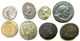 RÖMISCHES KAISERREICH. 
Allgemein: Spätrömische Bronzemünzen. 32 Bronzeprägungen: (268-423 n.Chr.) Bronze Postumus, AE-Antoniniane Viktorinus (3), Te...