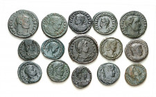 RÖMISCHES KAISERREICH. 
Allgemein: Spätrömische Bronzemünzen. 100 Bronzeprägungen (16-28mm) 3. - 4. Jahrhundert n. Chr. Antoniniane: Gallienus, Claud...