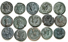 RÖMISCHES KAISERREICH. 
Allgemein: Spätrömische Bronzemünzen. 50 Maiorina (20-25mm) 4. Jahrh. n.Chr. Bronzeprägungen u.a. des Constans, Constantius I...