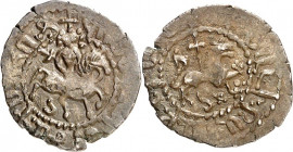 ARMENIEN. 
Levon III. (1301-)1305-1307. Takvorin 2,03g, Sis. Levon reitet mit Lilienzepter n.r. / Löwe, mit Kreuz, schreitet n.r. Bed. 1769ff. . 

...