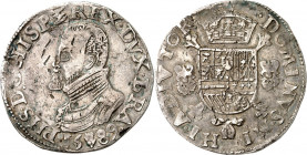 BELGIEN. 
BRABANT. 
Philipp II. 1555-1598. Filipsdaalder 1589 Mzz. Hand, Antwerpen. Geharn. Brb. n.l.&nbsp;/ Gekr. Wappen auf Astkreuz. Delm.&nbsp; ...