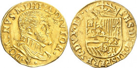 BELGIEN. 
BRABANT. 
Philipp II. 1555-1598. 1/2 Real d 'Or o.J. Antwerpen. ungekrönte Büste n. r./ Gekröntes Wappen mit Goldenem Vlies. Fr. 68. . 
...
