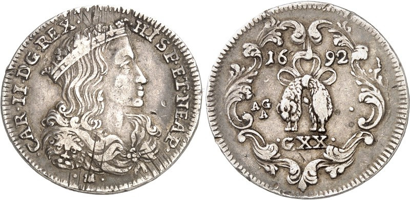 ITALIEN. 
NEAPEL & SIZILIEN. 
Carlo II. di Spagna 1665-1700. Tari (20&nbsp;Gra...