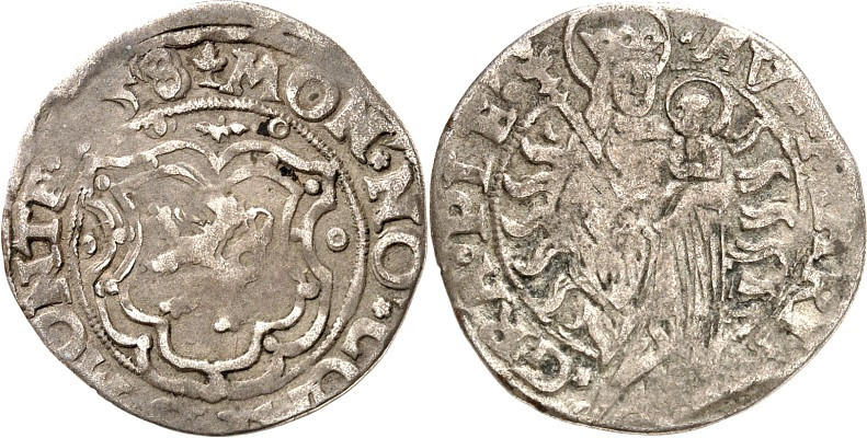 NIEDERLANDE. 
s'HEERENBERG. 
Wilhelm IV. 1546-1586. Mariengroschen 1558 Mz. Kl...