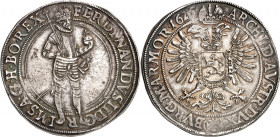 Römisch Deutsches Reich. 
Ferdinand II. 1619-1637. Reichstaler 1625 Mmz. Stern über Mondsichel, Prag. Kaiser steht in Rüstung m. Zepter u. Reichsapfe...