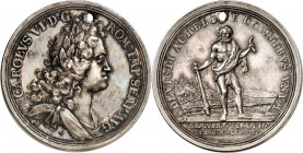 Römisch Deutsches Reich. 
Karl VI. 1711-1740. Medaille 1717 (v.&nbsp;Vestner / P.H.Müller) a. d. Zurückeroberung von BELGRAD, am 18. August. Belorb. ...