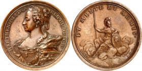 Römisch Deutsches Reich. 
Maria Theresia 1740-1780. Medaille 1745 (v. Jean Dassier) a.d. Weisheit und das Kriegsglück. Brb. mit Ägis n. l. / ET MENTE...