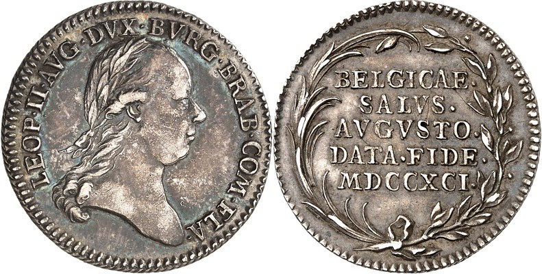 Römisch Deutsches Reich. 
Leopold II. 1790-1792. Jeton 1791 a. d. Huldigung der...