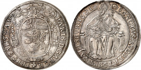 STANDESHERREN-Salzburg, Erzbistum. 
Paris, Graf von Lodron 1619-1653. Taler 1621 Wappen / Sitzender St. Rupertus. Pr.&nbsp; 1190, Dv.&nbsp; 3497, Zöt...
