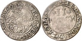 Aachen, Stadt. 
z.Z. Ferdinand III. 1637-1657. 2 Mark 1650 Brustbild Karl d. Großen über Adlerschild / 3 Zeilen Wert mit *II*. Krumb.&nbsp; 153.50.2,...