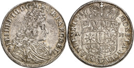 Brandenburg/-Preussen. 
Friedrich III. 1688-1701. 2/3&nbsp;Taler 1695 W-H, Emmerich. Deutsch geharn. Brb. n.r.&nbsp;/ Kurwappen. v.Schr.&nbsp; 344, D...