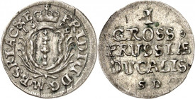 Brandenburg/-Preussen. 
Friedrich III. 1688-1701. Groschen 1699 S D, Königsberg. Gekr. Zepterschild in Palmzweigen / 5 Z. Wert, Jahr u. Mzz. v.Schr.&...