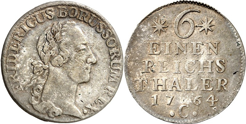 Brandenburg/-Preussen. 
Friedrich II. der Grosse 1740-1786. 1/6&nbsp;Reichstale...