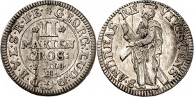 Braunschweig/-Calenberg-Hannover. 
Georg Ludwig 1698-1714(-1727). 2 Mariengroschen o. J. Wert / St. Andreas n. l., das Kreuz unter dem rechten Arm. W...