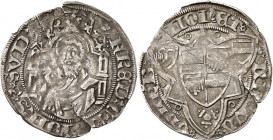 Falkenberg. 
Graf Friedrich IV. v. Mörs- Saarwerden 1417- 1448. Raderalbus 1,80g, Mörs. Brustb. d. Hl. Andreas im gotischen Portal / Vierteiliger Sch...