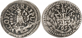 Frankfurt, Stadt. 
z.Z. Ferdinand III. 1637-1657. Albus 1655 Gekr. Adler&nbsp;/ Wert, Jahr u. Kreuz im Kranz. J.u.F.&nbsp; 479c. . 


Stplf.,ss