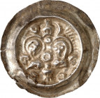 Goslar, Reichsmünzstätte. 
Anonym um 1240/1290. Brakteat (1230/ 1240-50) 0,76g, Brustbilder der Apostel Simon u.Judas zw. 2 Rosetten, oben Turm zw. S...