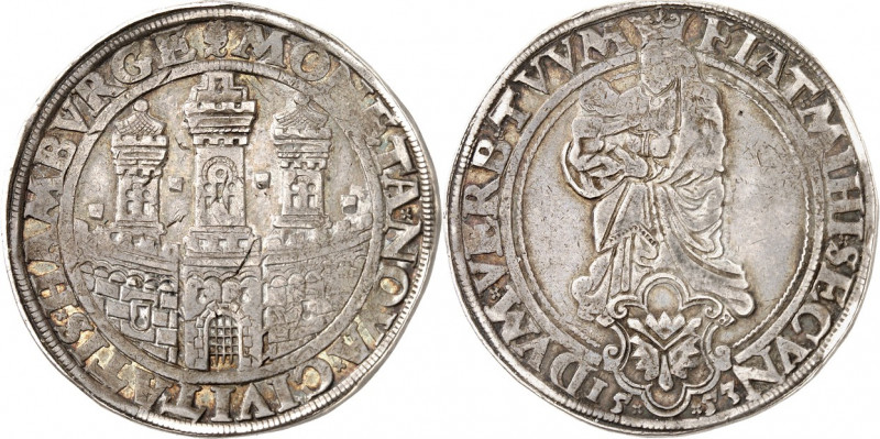 Hamburg, Stadt. 
z.Z. Karl&nbsp;V. 1519-1556. Taler 1553. Stadtburg&nbsp;/ Mado...