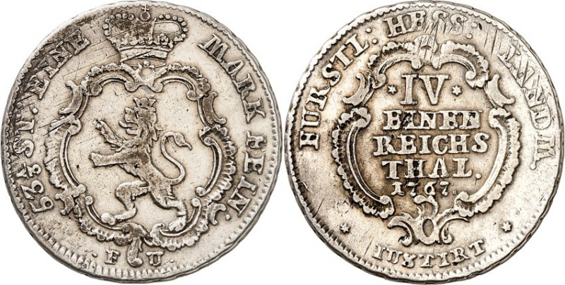 Hessen/-Kassel. 
Friedrich II. 1760-1785. 1/4&nbsp;Reichstaler - Landmünze 1767...