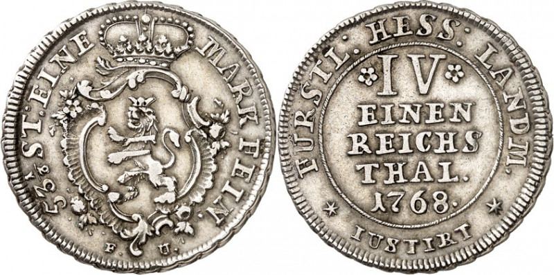 Hessen/-Kassel. 
Friedrich II. 1760-1785. 1/4&nbsp;Reichstaler - Landmünze 1768...