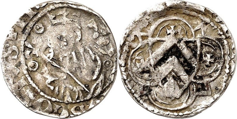 Ravensberg, Grafschaft. 
Wilhelm II., als Graf von Berg 1360-1380. Denar 0,95g,...