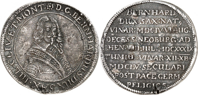 Sachsen/-Neu-Weimar. 
Wilhelm 1640-1662. 1/2 Taler 1655 a.d. Beisetzung Herzog ...