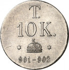 Europa. 
UNGARN. 
10 Kronen 1901-2 Einseitiges Münzgewicht T./ 10 K./* Stephanskrone*/ 901-902 3,40g. . 


St