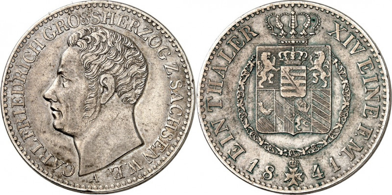 Sachsen/-Weimar-Eisenach. 
Carl Friedrich 1828-1853. Taler 1841. AKS 21, J. 531...