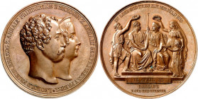 ALTDEUTSCHE LÄNDER und ADEL, 1806-1918. 
ANHALT-DESSAU. 
Leopold Friedrich 1817-1863(-1871). Medaille 1843 (v. F. König) a. d. Silberhochzeit mit Fr...
