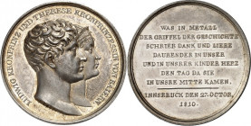 ALTDEUTSCHE LÄNDER und ADEL, 1806-1918. 
BAYERN. 
Ludwig I. 1825-1848. Medaille 1810 auf seine Anwesenheit in Innsbruck. Köpfe des Kronprinzenpaares...