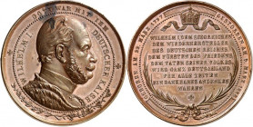 ALTDEUTSCHE LÄNDER und ADEL, 1806-1918. 
PREUSSEN Kgr.. 
Wilhelm I. 1861-1888. Medaille 1888 (o. Sign.) a. s. Tod. Büste in Uniform mit Hermelinbesa...