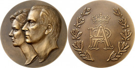 EUROPA. 
BELGIEN. 
Albert II. 1993-2013. Medaille o.J. (1993) (v. A. Borghese) a.d. belgische Königspaar. Köpfe v. König Albert u. Königin Paola n.l...