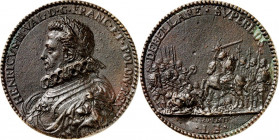 EUROPA. 
FRANKREICH. 
Henri III. 1574-1589. Medaille o.J. (v. Anteo Lotello) als König von Polen. Belorbeertes Brb. im Harnisch mit Mühlsteinkragen ...