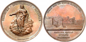 EUROPA. 
FRANKREICH - STÄDTE. 
LYON. Medaille 1843 (v. Penin) auf d. Kirche Notre Dame a.d. Fourvi\'e8re-Hügel. PERPETVAE. LVGDVNENSIVM. PATRONAE - ...