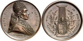 EUROPA. 
ITALIEN-Kirchenstaat. 
Pius VII. 1800-1823. Medaille o.J. (1815) (v. G. Pasinati) auf die Restitution des Kirchenstaates. Brb. in Pluviale ...