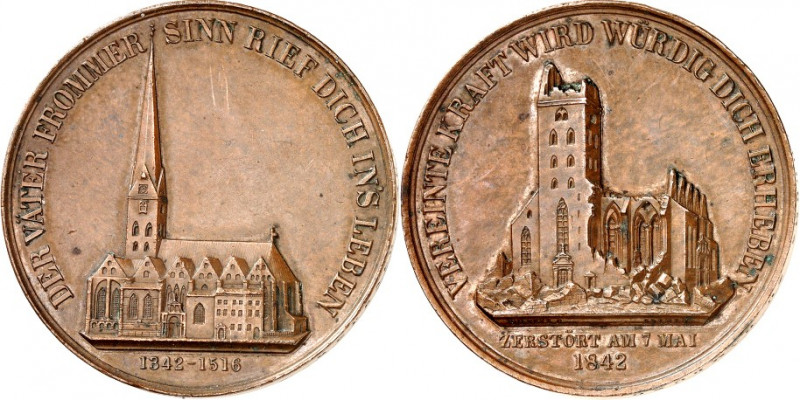 DEUTSCHE STÄDTE. 
Alphabetisch. 
HAMBURG. Medaille 1842 (v. Wilkens) a. d. gep...